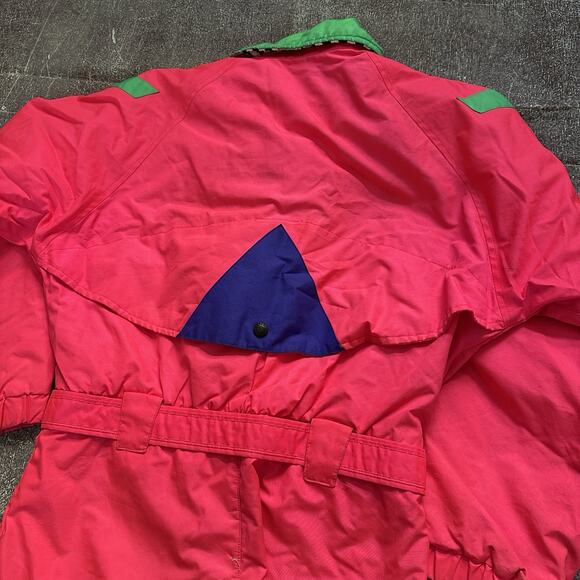 Women's Vintage 90's Obermeyer Sport Neon Pink One Piece Winter Snow Suit Sz S - Picture 7 of 7